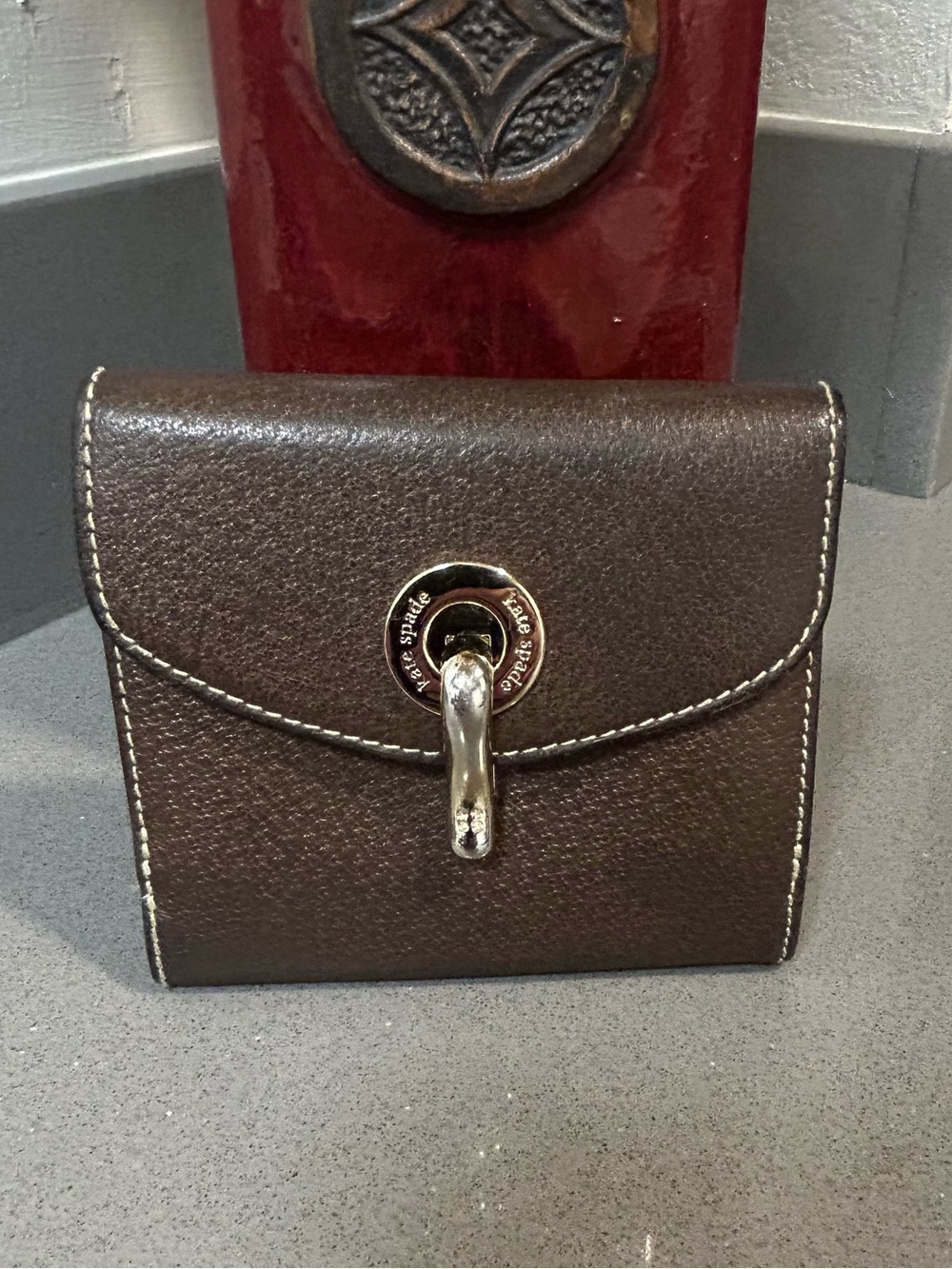 kate spade Dark Brown Leather Turn-Lock Wallet